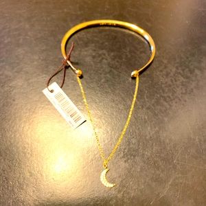 Rhinestone Moon Charm Bracelet